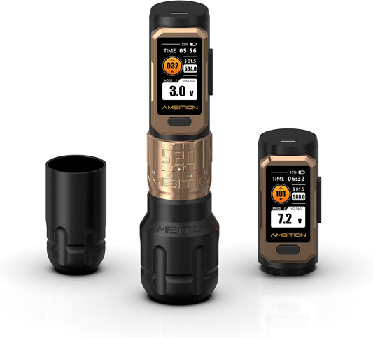 Ambition Soldier Pro 520 Tattoo Machine Draadloze Rotary Pen met 520g.cm Krachtige Motor, Dubbele 2400mAh Batterij en Verstelbare Slag, Professionele Tattoo Uitrusting voor Artiesten