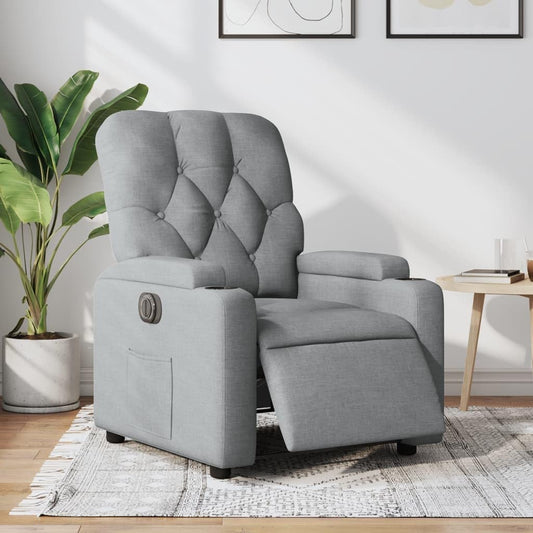 Gecheer Electric Recliner Chair Tilting Fabric Light Grey 74 x 86.5 x 93.5 cm TV Chair Recliner Chair Armchair Fabric Chair with Footrest Senior Chair