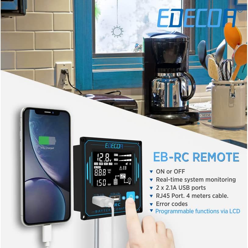 <font dir="auto" style="vertical-align: inherit;"><font dir="auto" style="vertical-align: inherit;">        EDECOA 1500W 12V to 230V Pure Sine Wave Inverter 12V 230V Voltage Converter with Pro LCD Remote Control and EU Plugs       </font></font>