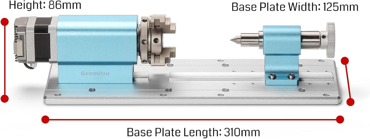 Genmitsu 4e as roterende moduleset voor 4040-PRO & 3030-PROVer MAX CNC freesmachine met planetaire tandwiel stappenmotor, 10:1 snelheidsreductor, Werkbereik: Lengte 10-200mm, Diameter 2-50mm