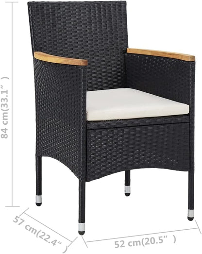 Tuinstoelen – Buitenstoelen – Tuinmeubilair – Balkonstoelen – Poly Rattan Stoelen – Weerbestendig – Met Acaciahouten Armleuningen