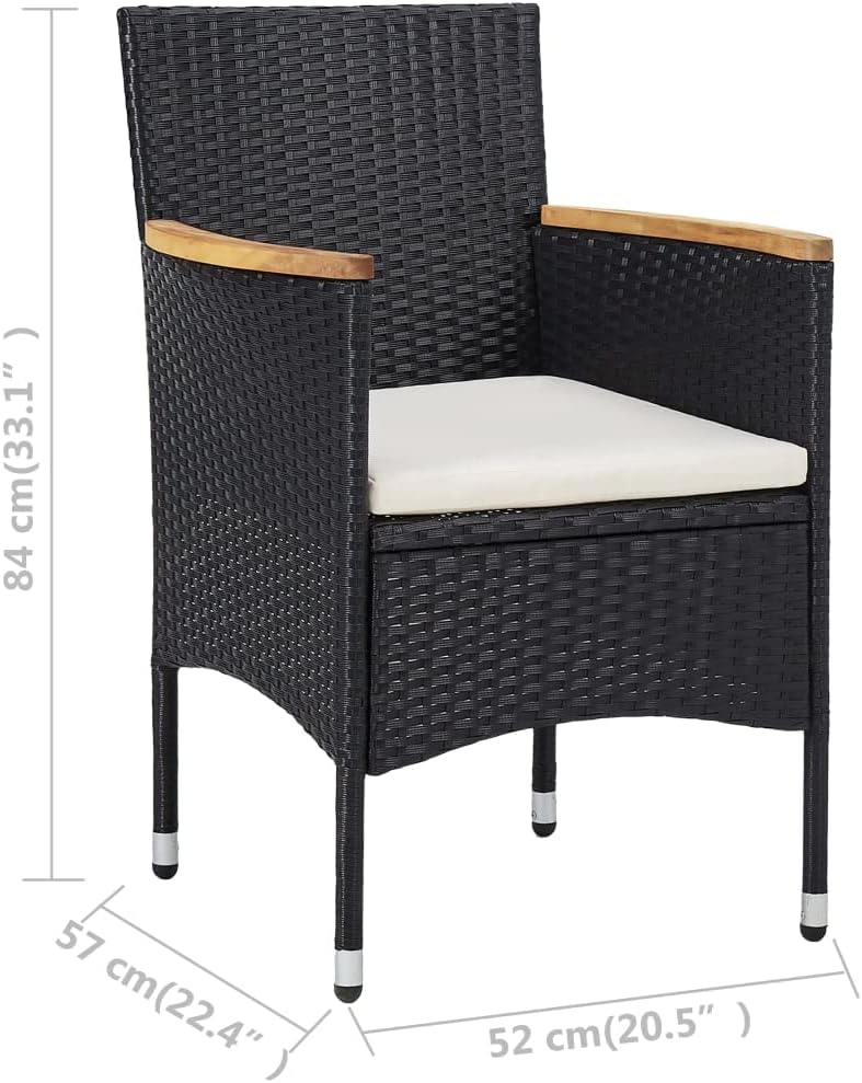 Tuinstoelen – Buitenstoelen – Tuinmeubilair – Balkonstoelen – Poly Rattan Stoelen – Weerbestendig – Met Acaciahouten Armleuningen