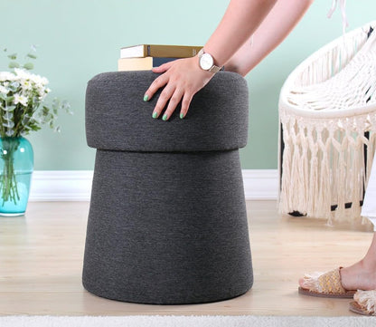 Stijlvolle poef in donkergrijs, 50 cm hoogte x 40 cm diepte, 50% katoen en 50% linnen, 6 cm orthopedische spons | PVC gecoate verborgen legs, modern bohemian design