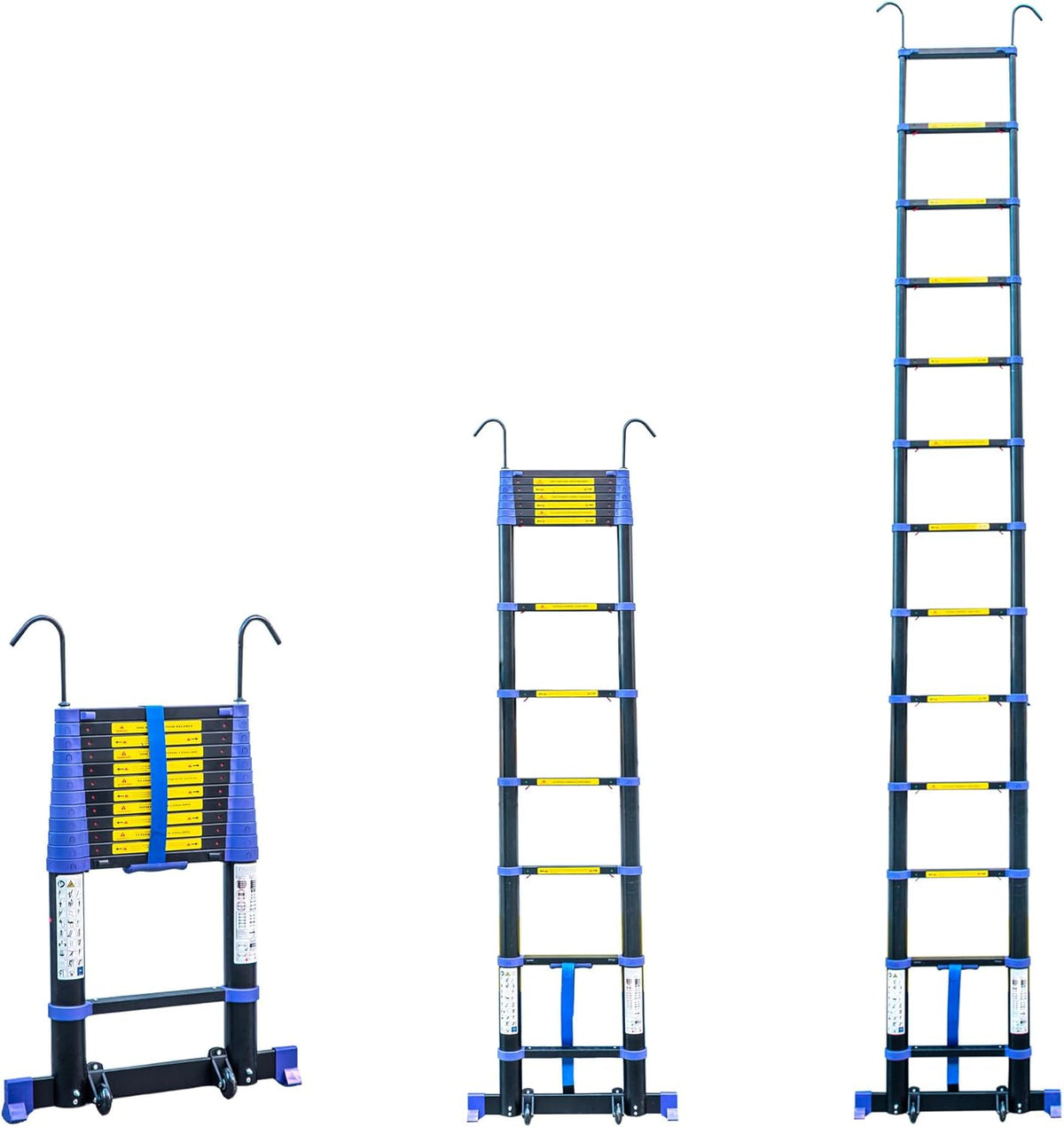 Telescopische ladder 3,8 m TELESCOVA12+, aluminium, opvouwbaar, uittrekbaar, multifunctioneel, werkhoogte max. 4,7 m, afneembare haken