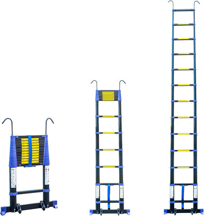 Telescopische ladder 3,8 m TELESCOVA12+, aluminium, opvouwbaar, uittrekbaar, multifunctioneel, werkhoogte max. 4,7 m, afneembare haken