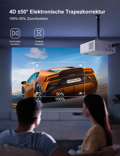Beamer Full HD 5G WiFi Bluetooth, WiMiUS 9500 lumen 1080p beamer ondersteunt 4K video thuisbioscoop projector