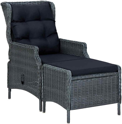 Verstelbare Tuinstoel – Lounge Chair – Relaxstoel – Balkonstoel – Tuinzetel – Gepoedercoat Stalen Frame – Inclusief Voetenbank