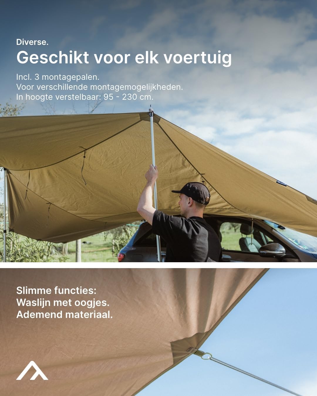 qeedo Motor Tarp TC Katoenen luifel voor bus en auto met biesrail en zuignappen