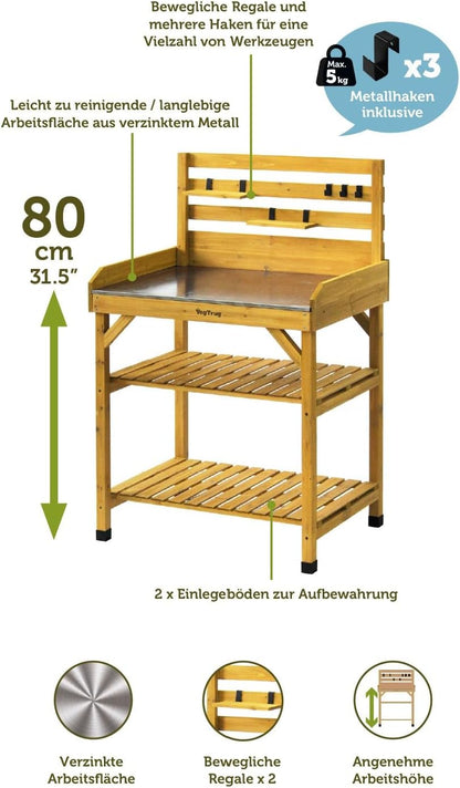 VegTrug® Plantentafel, 100% FSC-gecertificeerd hout, 81 x 56 x 125 cm, naturel