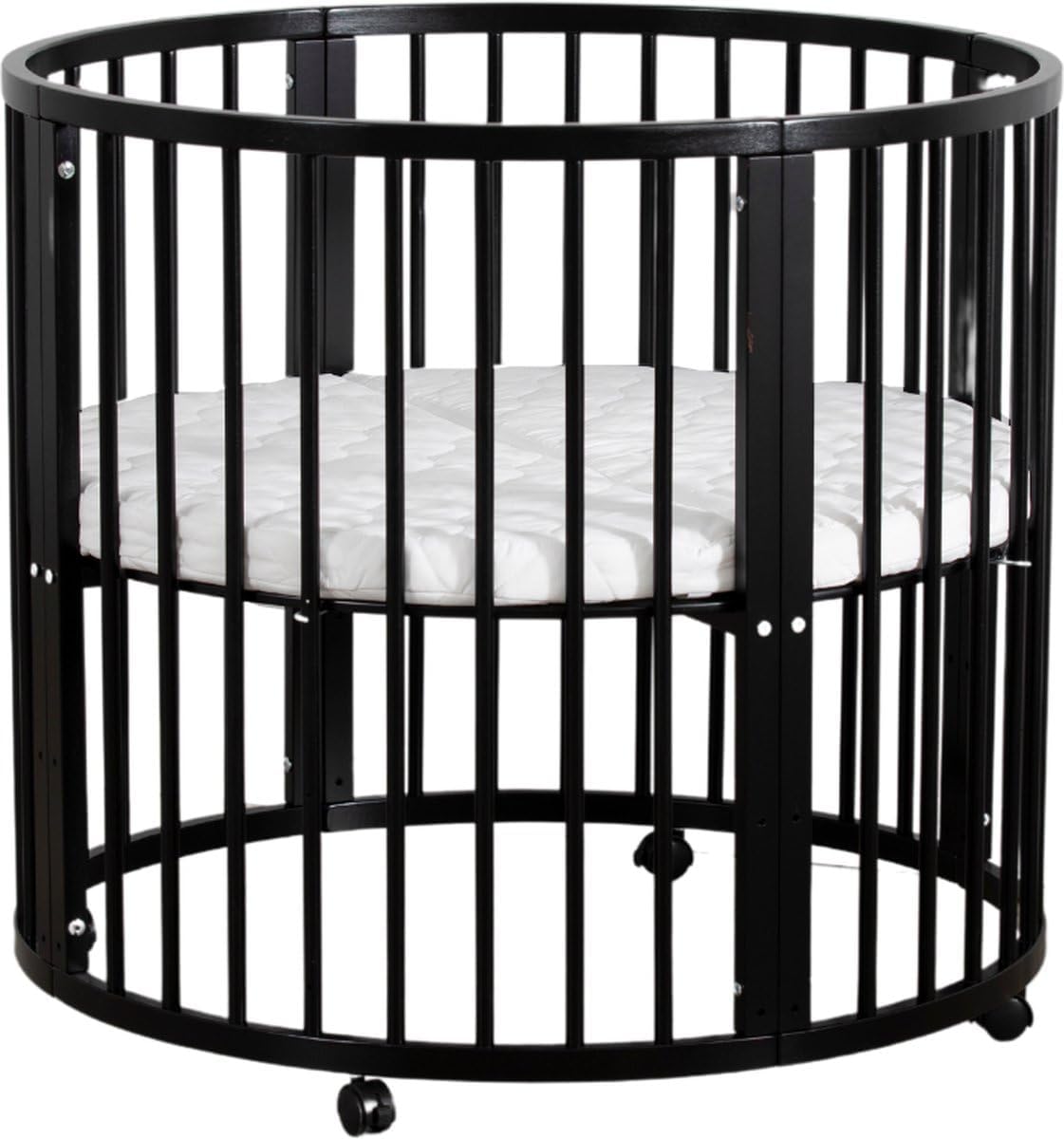 Baby Box - Ground Box - Playpen - Playpen - Playpen - Round - Includes Mattress - On Wheels - 92x92x80.5cm - Black - QUORE