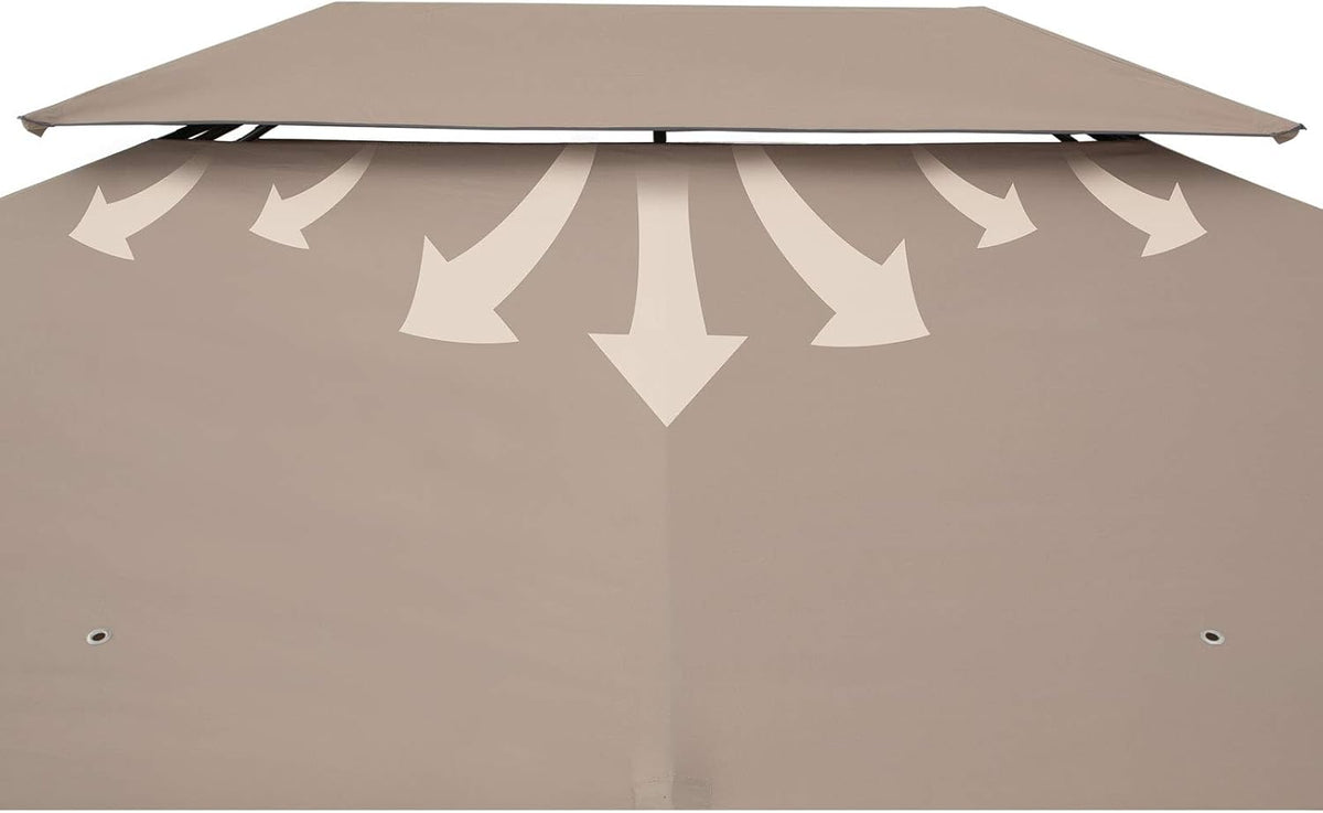 Casaria Pavilion Topas 3x4m Metal Water Repellent UV Protection 50+ with Side Panels Garden Pavilion Luxury Modern Taupe - QUORE