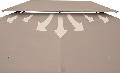 Casaria Pavilion Topas 3x4m Metal Water Repellent UV Protection 50+ with Side Panels Garden Pavilion Luxury Modern Taupe - QUORE