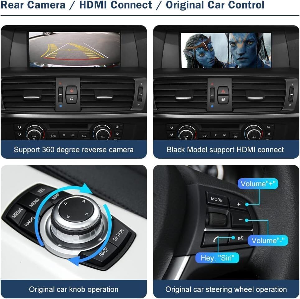 Ninetom Apple Carplay Draadloze adapter, decoder voor BMW NBT-systeem, X1, X3, X4, X5, X6-serie 2012-2016 jaar, ondersteunt draadloze Android Auto, Mirrorlink, GPS-navigatie, Siri, achteruitrijcamera