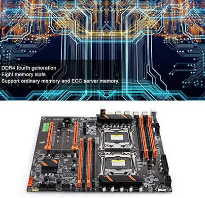 X99 Dual Socket Desktop Moederbord, DDR4 PCI-E SATA3.0 RJ45 NVME M.2 I/O PS/2 E5CPU ATX Gaming Moederbord met Ijzeren Plaat en PIN Kabel