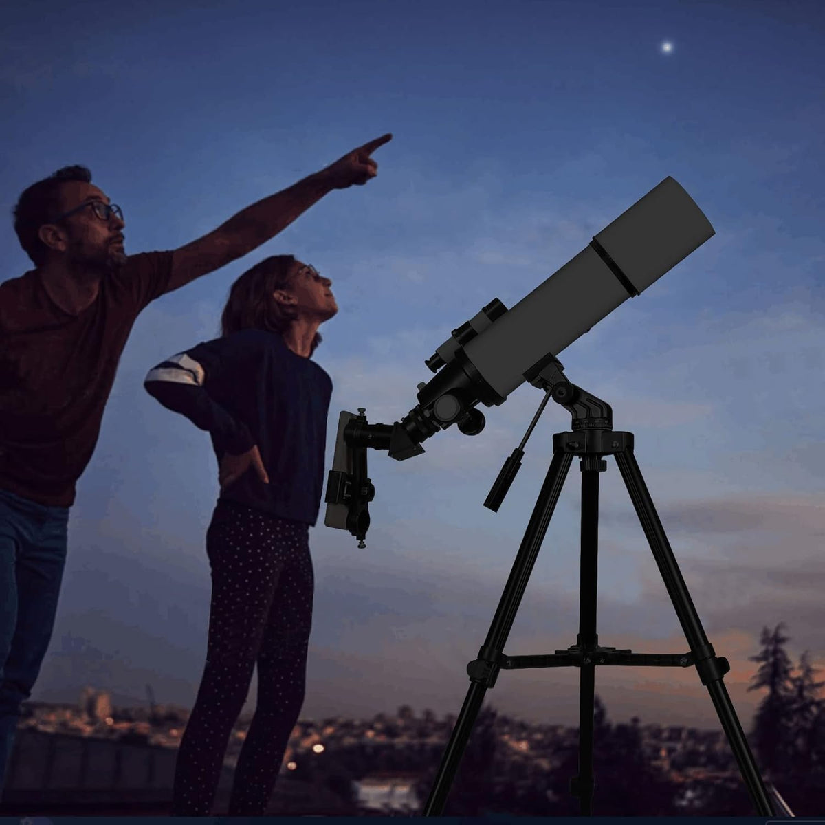 Telescopen voor volwassenen Astronomie, 80 mm diafragma 600 mm refractortelescoop voor kinderen en beginners, compacte en draagbare reistelescoop met rugzak
