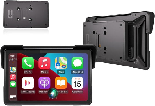 Jansite Carplay 7 inch (17,7 cm) Carplay, Con Supporto BMW, IPS motorfiets, display, navigatieapparaat voor motorfietsen met dubbele Bluetooth, Siri/G-oogle Assistant, IP67 waterdicht scherm