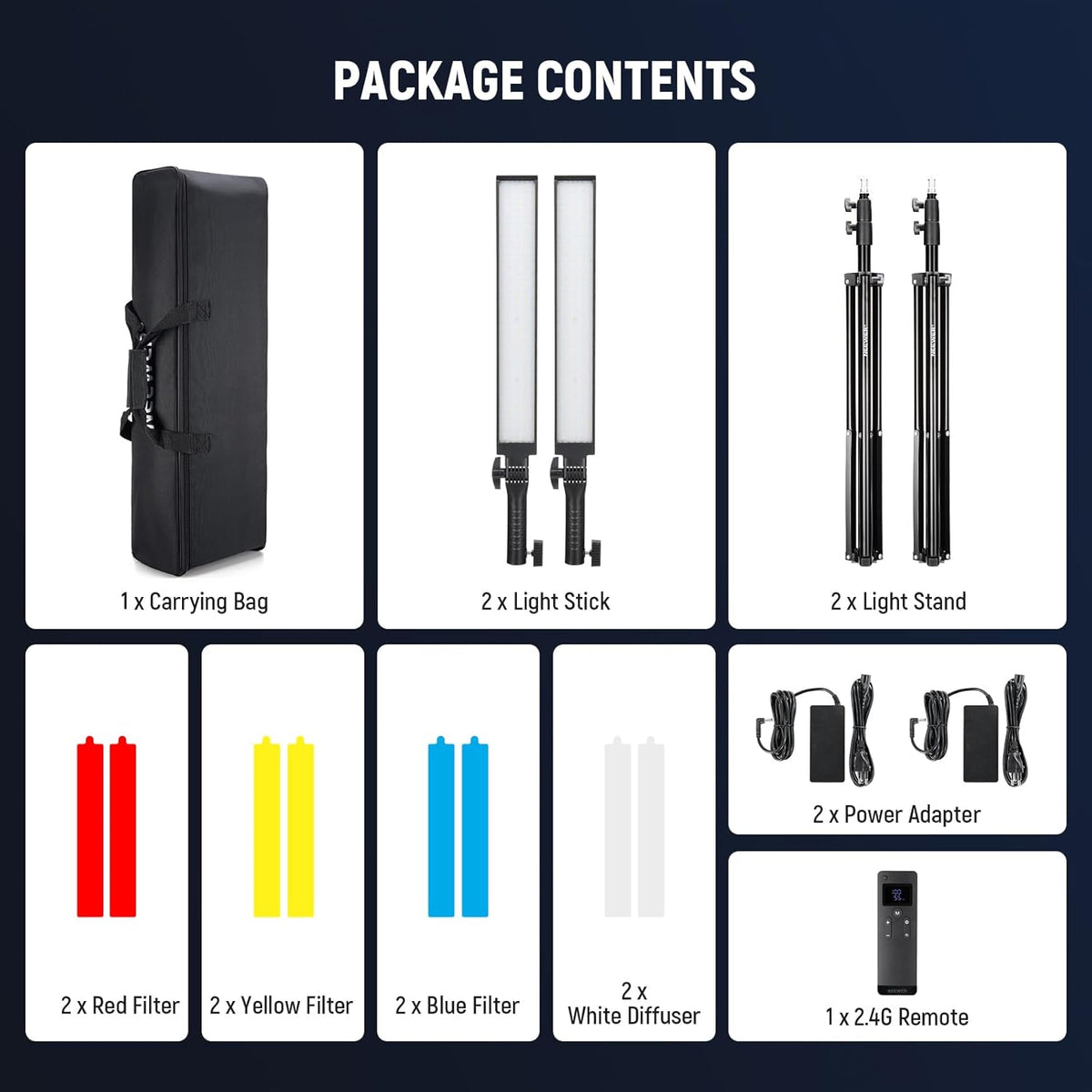 NEEWER BH20B Ultra LED-verlichtingsset draagbaar, 2,4 G, voor video, 40 W, dimbaar, 3200K-5600 K, CRI97 met statief, filter, draagtas voor gaming, fotografie en video, YouTube TikTok