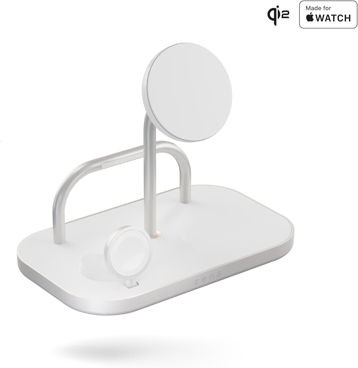 Zens 4-in-1 Wireless Charger, MagSafe en Qi 15W Wireless Charger voor iPhone/Apple Watch/AirPods, Inclusief 65W Voedingsadapter (EU/UK/US) en 1,5M Geïntegreerde Kabel, Wit
