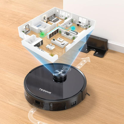 Robotstofzuiger – Stofzuigrobot – Zuigrobot – Dweilrobot – LiDAR Robotstofzuiger – 2200 Pa Zuigkracht – 120 Minuten Batterijduur