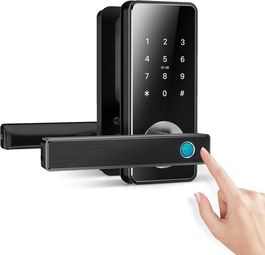 Slimme Vingerafdruk Deurslot met Touchscreen, Keyless Entry Deurslot, WiFi Bluetooth APP Toetsenbord Toegangscode Deurslot Slimme deurslot(zwart)