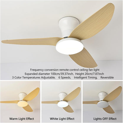 Plafondventilator met ledlicht, stil, plafondlamp, ventilator met afstandsbediening, 107 cm, omkeerbaar, DC-ventilator, 6 snelheden, timer voor eetkamer, woonkamer