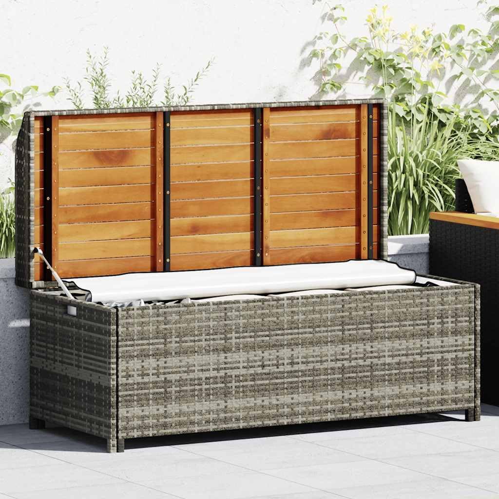 vidaXL Garden storage bench Garden Bench Storage bench Garden Garden Box Garden Bench Outdoor Benches Bench Benches Garden furniture Outdoor furniture Poly Rattan Grey