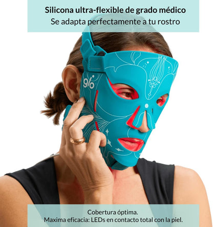 LED-Gezichtsmasker Rood En Infrarood – Lichttherapiemasker – Fototherapiemasker – Gezichtsmasker – LED-Masker – Flexibele Medische Siliconen – 630, 830 En 1070 Nm