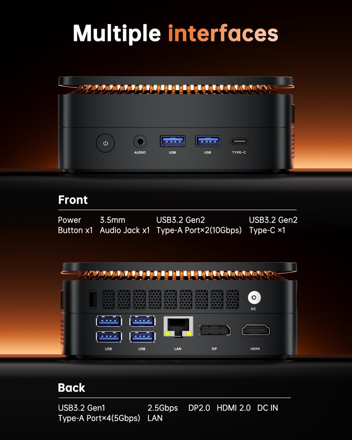 NiPoGi Hyper H1 Mini PC W-11 PRO met ΑΜD Ryzen 7 6800H (Max 4,7 GHz, 8C/16T) 32GB LPDDR5 4800MHz/512GB M.2 NVMe SSD, Mini Desktop PC voor Office DP 2.0+HDMI 2.0+Type-C 4K Triple Display/WiFi 6/BT5.2