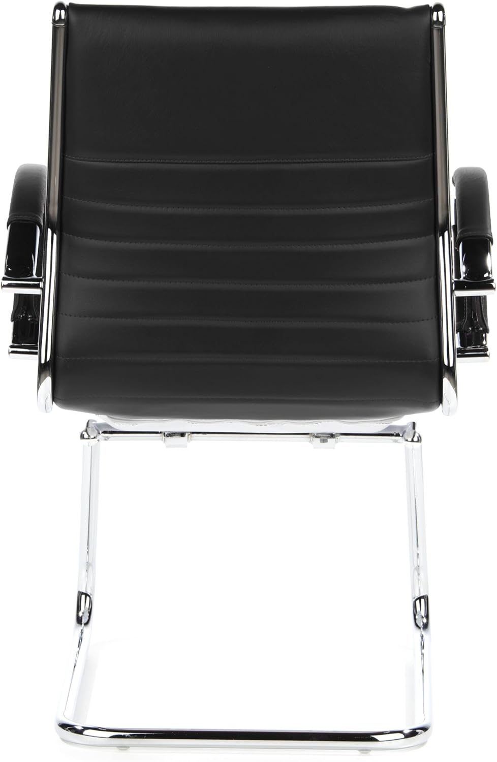 hjh OFFICE Parma V 660505 bezoekersstoel, leer, zwart/chroom, cantilever conferentiestoel met armleuningen