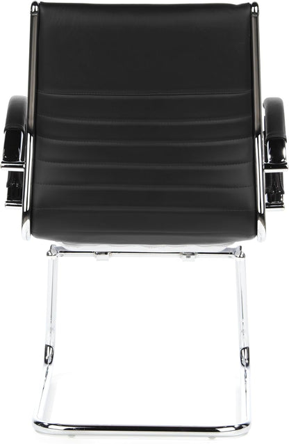 hjh OFFICE Parma V 660505 bezoekersstoel, leer, zwart/chroom, cantilever conferentiestoel met armleuningen