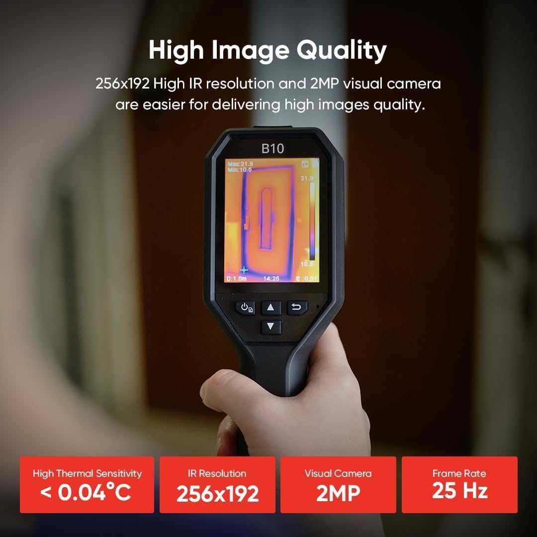 HIKMICRO B10 256x192 IR-resolutie thermische beeldcamera, 2 MP visuele camera, volledig scherm meting, 25 Hz verversing, 3,2 inch LCD-scherm, IP54, -35 °F ~1190 °F Temperatuurbereik