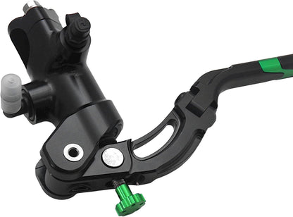 Gesmede koppelingspomp 16 x 16 met lichaamspomp zwart geanodiseerd, hendel revolutie lang groen (knop + inzet) voor Ducati Scrambler Mach 2.0 van 2018 tot 2018, CC 800