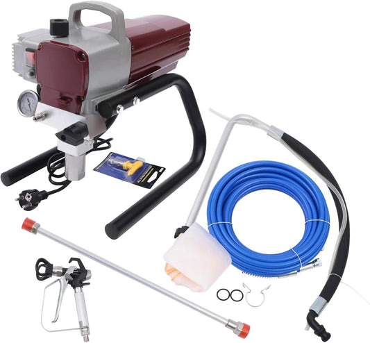 Verfspuit – Verfpistool – Spuitpistool – Airless Verfspuit – Verfspuitsysteem – Elektrisch 1800W – 250 Bar Druk – 1,8 L/min Debiet – 25 cm Spuitbreedte – 13 m Hogedrukslang – Drukregelaar