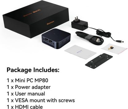 Blackview MP80 Mini PC Intel Alder Lake N97 (tot 3,6 GHz) 16 GB LPDDR5 RAM 512 GB M.2 SSD, (beter dan N95 en N150), 4K UHD Mini PC Desktop, 3*HDMI, USB 3.2*3, Gigabit Ethernet, 5G WiFi, Business