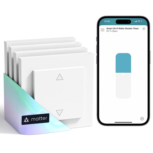 Meross Matte wifi-rolluikschakelaar, compatibel met Apple HomeKit Siri, Alexa, Google Assistant en SmartThings, WiFi Smart rolluiken (neutrale draad vereist), 4 stuks