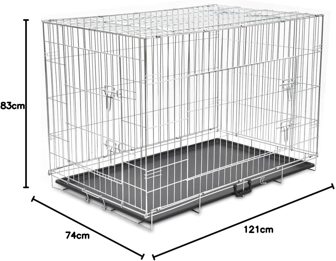 vidaXL Dog Crate Collapsible XXL Metal Dog Cage Bench Dog Dog Crate - QUORE