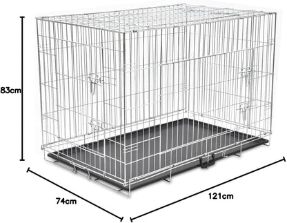 vidaXL Dog Crate Collapsible XXL Metal Dog Cage Bench Dog Dog Crate - QUORE