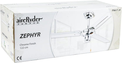Plafondventilator – Ventilator – Plafondwaaier – Plafondfan – Industrieel Design In Chroom – Ø 122 Cm, Trekschakelaar