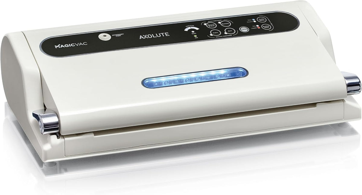 Magic Vac, Axolute Vacuümmachine voor levensmiddelen, multifunctioneel, professioneel, voor vacuümzakken en koken, met krachtige motor en vacuümset, gepatenteerd, gemaakt in Italië, wit