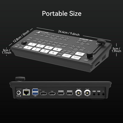 Stream SH Video Switcher Mixer 2HDMI & 2SDI met PTZ Besturing en Down&UP Stream Functie, NDI Updatebaar