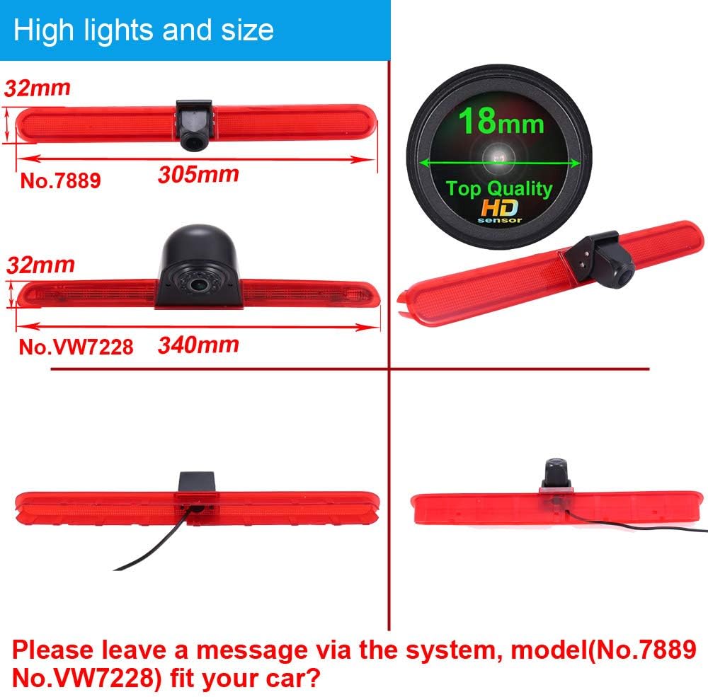 HD IP68 1280 pixels achteruitrijsysteem achteruitrijcamera remlicht passend met hoek verstellen nachtversie IR-licht hoge dak dak camera voor T5 Multivan Caravelle Camper/T6/Lupo 6X/Seat Arosa +4,3 inch monitor