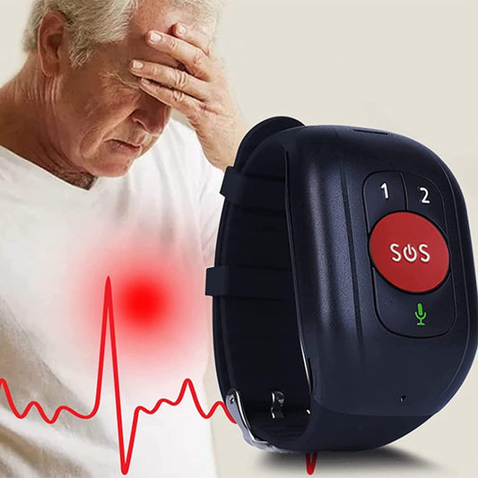 Gekoppeld aan de armband, valdetector paniekknop SOS, voor senioren, GPS 4G oproepen, GPS-tracker, IP67 waterdicht, stappenteller