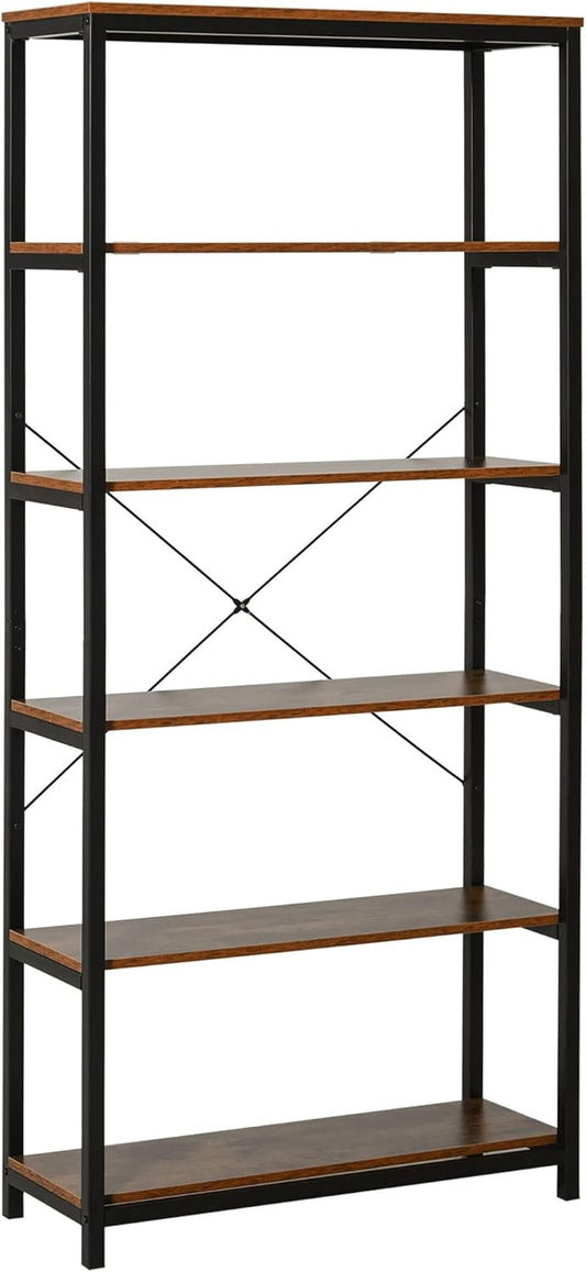 Boekenkast – Boekenrek – Opbergkast – Wandkast – Vakkenkast – Industrieel Design – 5 Vakken – E1 Spaanplaat – 80x30x180 cm