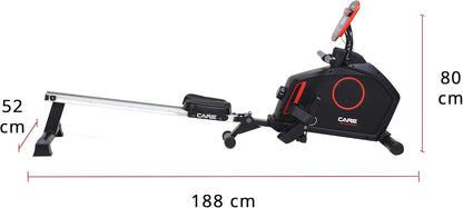 Care Fitness - Rowing machine - Mag Clipper - foldable - 8 resistance levels - magnetic resistance - flying mass 8 kg - LCD display (black without tablet holder) - QUORE