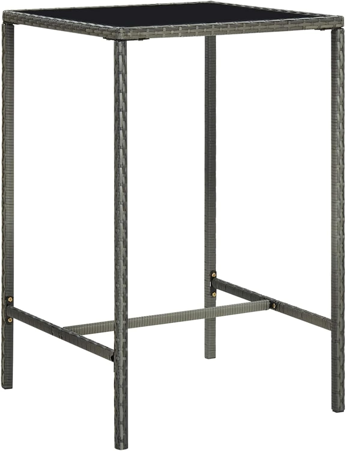 Tidyard 3 Piece Garden Bar Set with Cushion, Garden Bar, Seating Group, Garden Furniture Set, Bar Table, Bar Table, Counters, Hotable, Polyrattan, Grey - QUORE