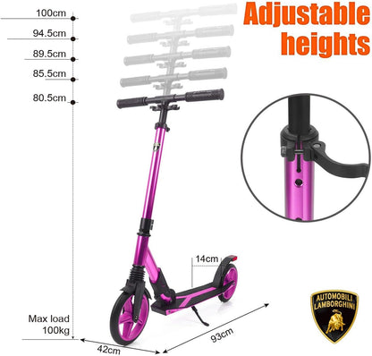 Lamborghini Kick Scooters voor kinderen van 8-12 jaar, premium kinderstep met opvouwbaar aluminium frame en verstelbaar stuur
