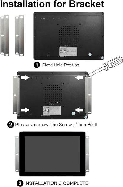 VSDISPLAY 10,1 inch industrieel touchscreen, 1280 x 800, 250 nits, IP65 frontbescherming, 10-punts capacitieve touch, groot temperatuurbereik, metalen structuur