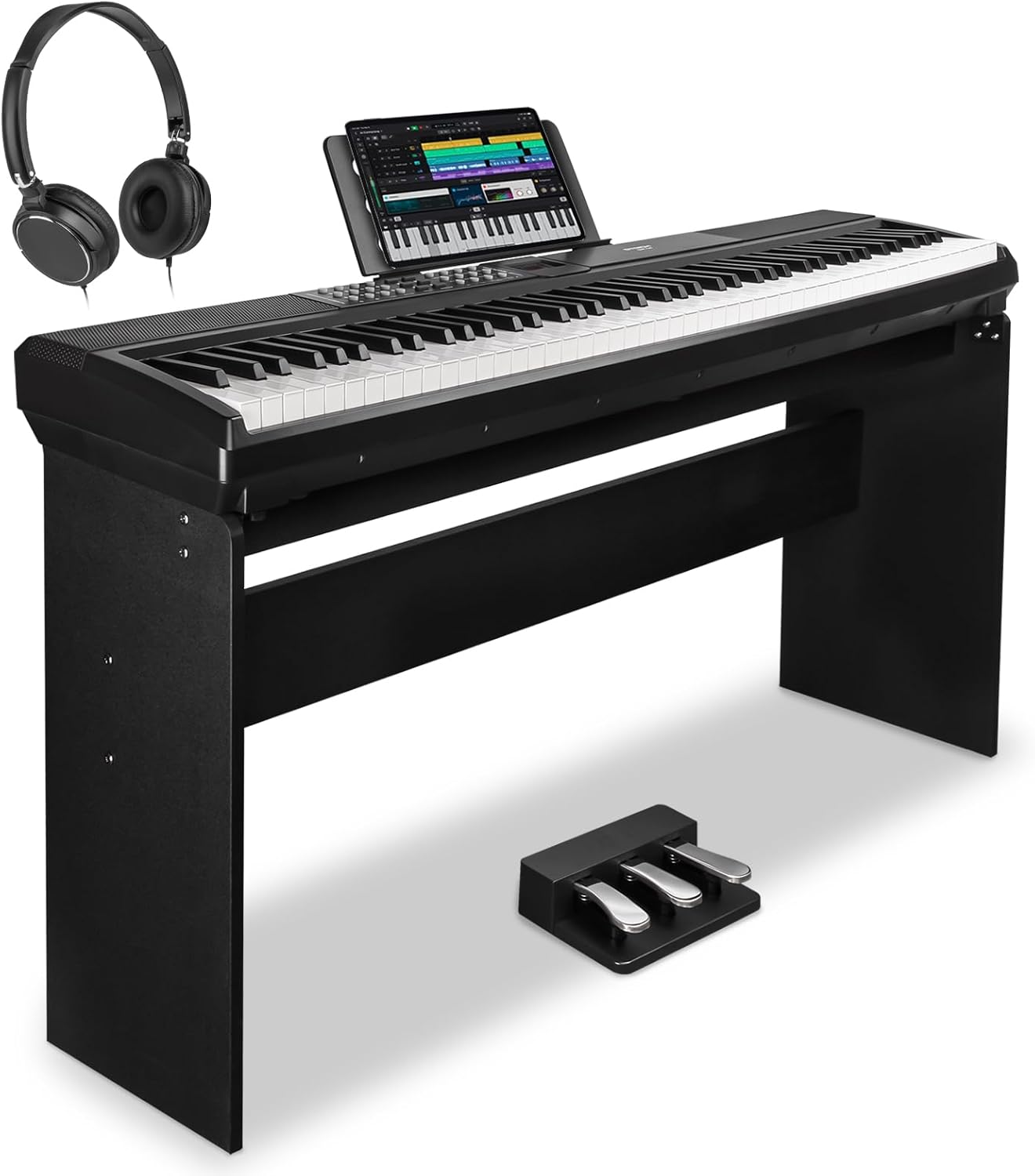 Digitale Piano Zwart – Keyboard – Elektrische Piano – 88-Toetsen Keyboard – Pianotoetsenbord – 88 Volledig Gewogen Hameractie Toetsen – Dubbele 15W Luidsprekers