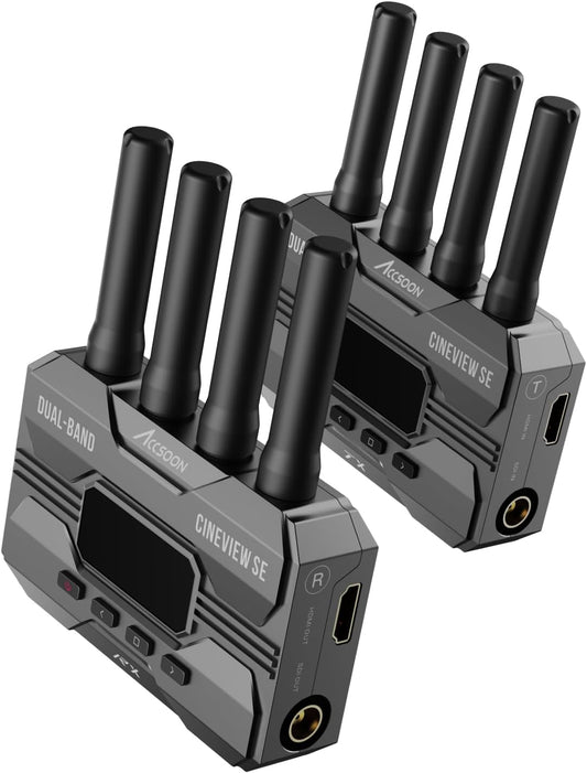 Accsoon CineView SE Wireless Transmitter Receiver System SDI & HDMI Dualband-technologie 2,4 GHz 5 GHz 1200 ft/50 ms HD camerabesturing iOS Android voor Tik-Tok YouTube Live Streaming.