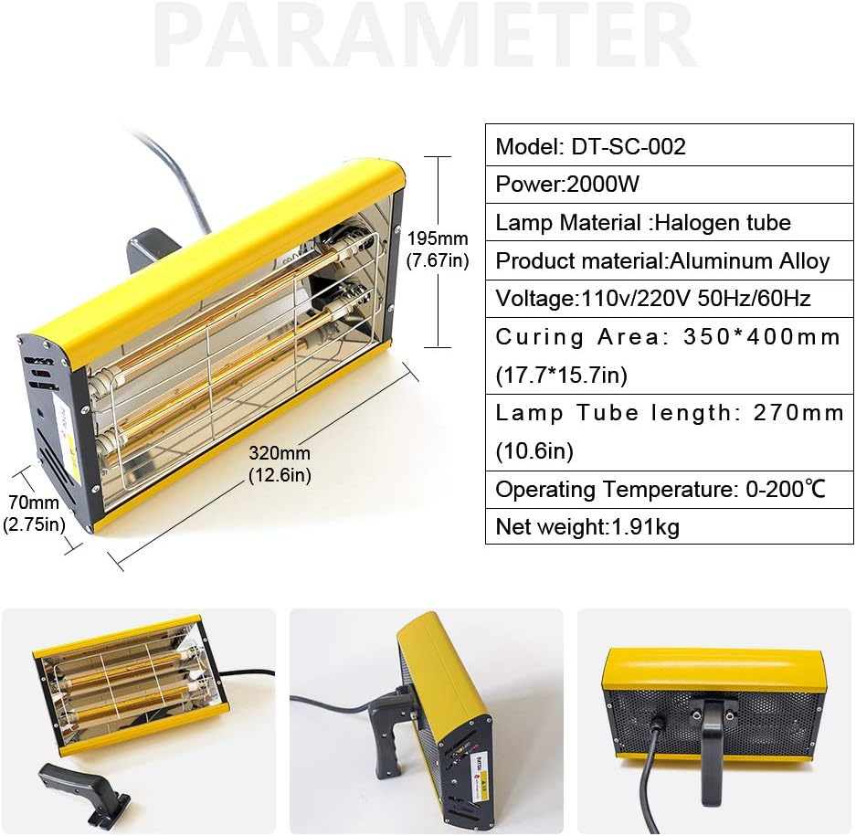 Infrarood Verflamp – Verf Droger – Verflamp Lamp – Infrarood Lamp – Drooglamp – 2000W Vermogen – Aluminiumlegering Behuizing